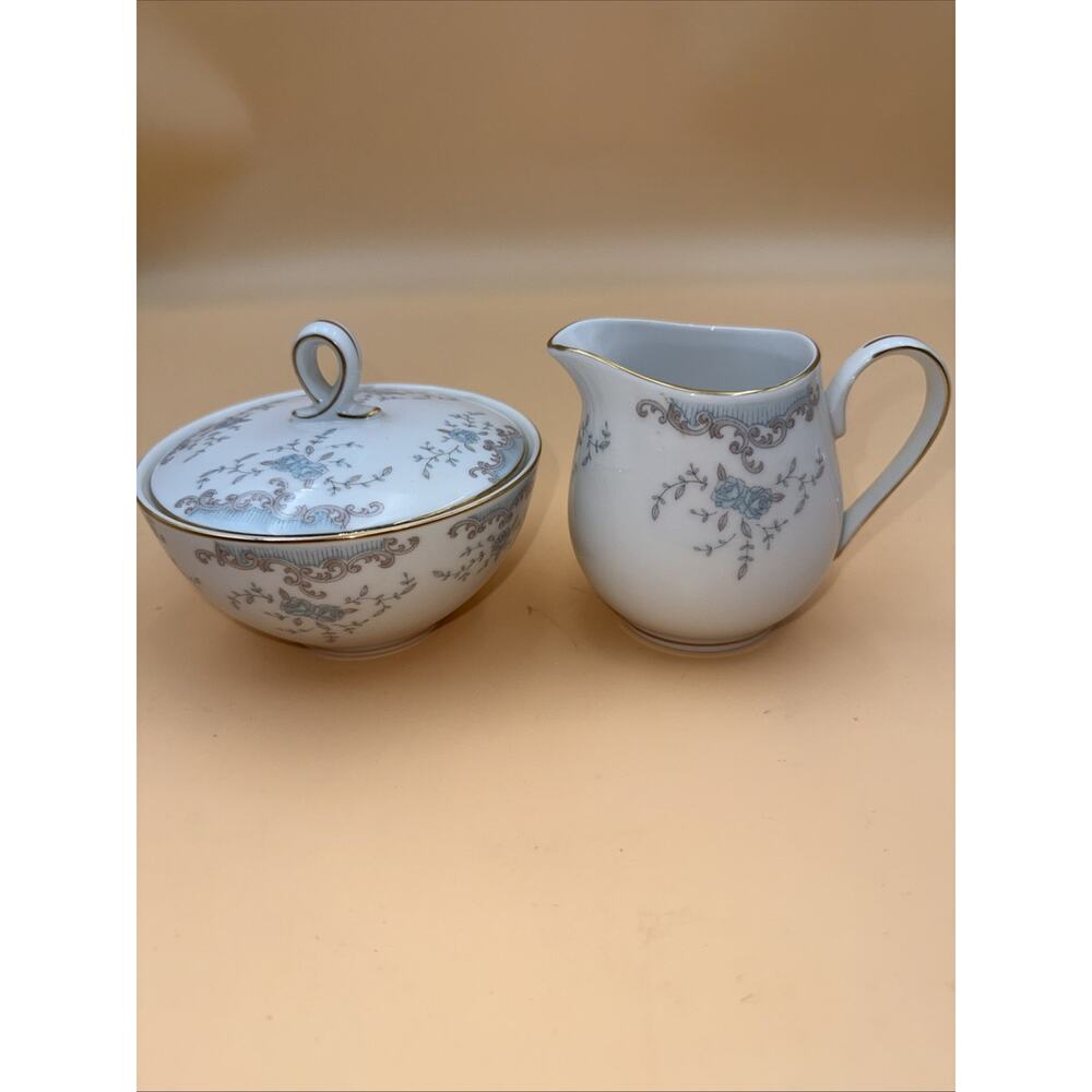 Imperial China SEVILLE made in Japan blue florals white porcelain gold gilding